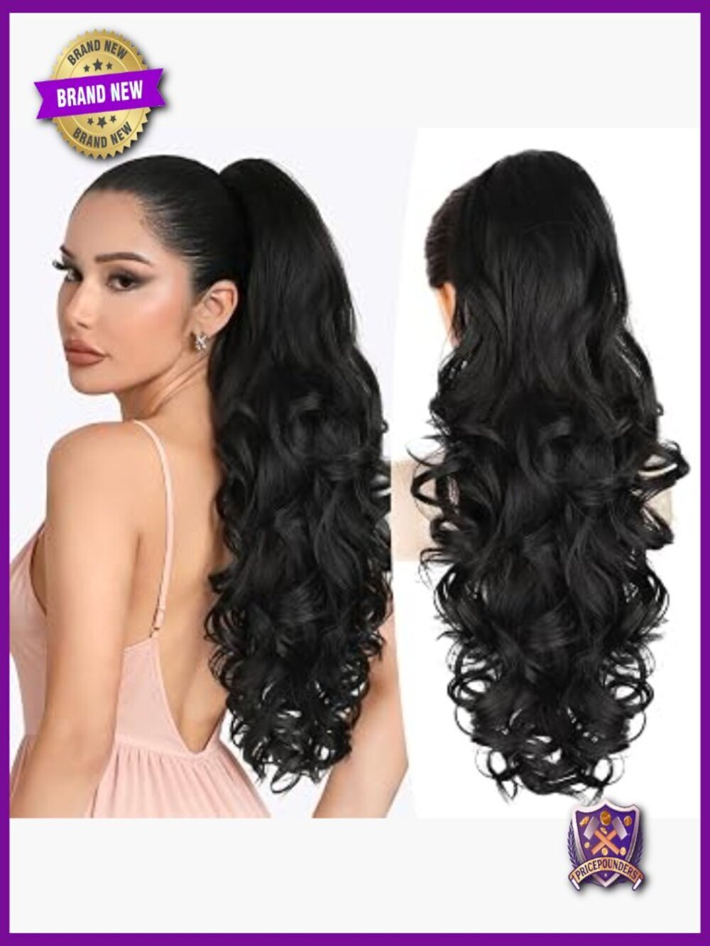 24 Inch Curly Wavy Ponytail Extension Claw Clip Hairpiece